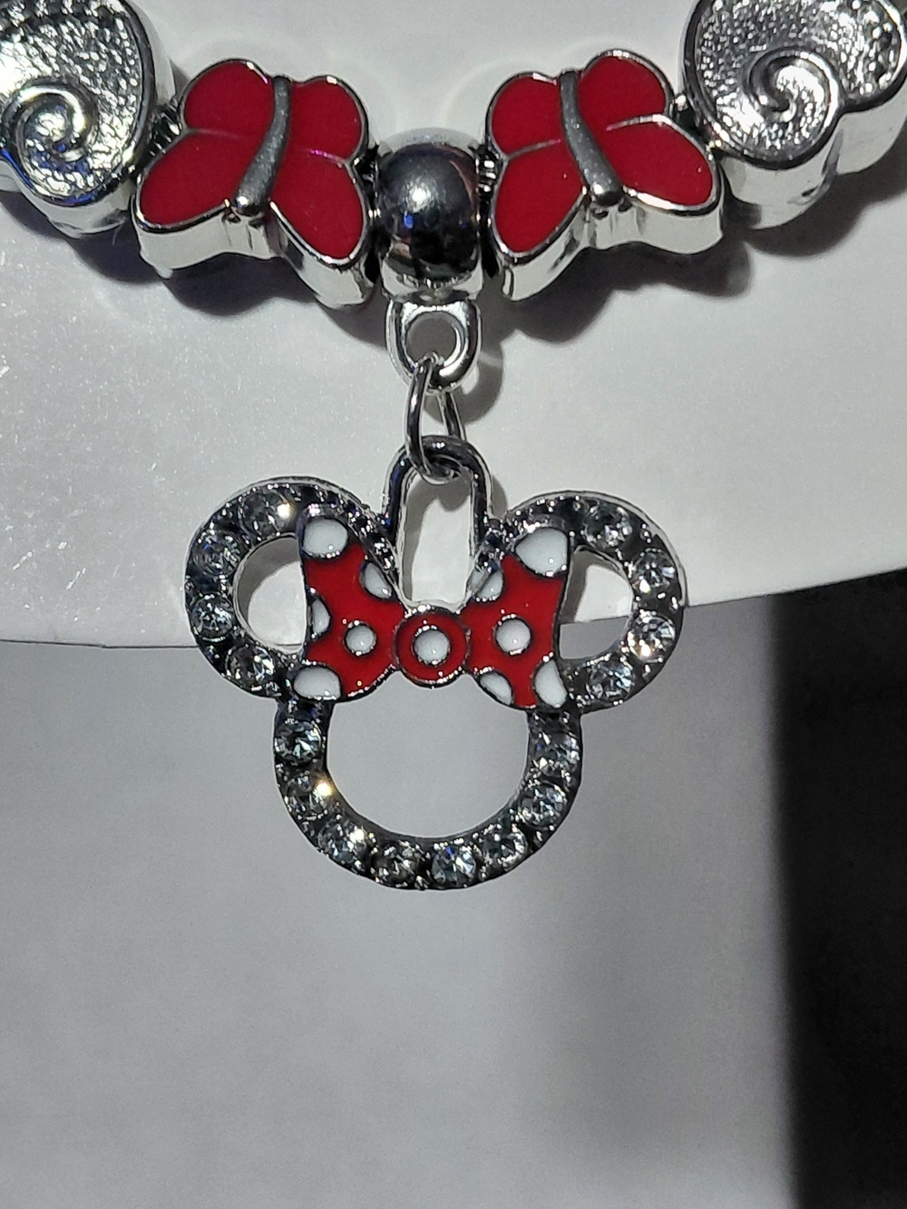 Red Bow Mouse Charm Bracelet Pendant